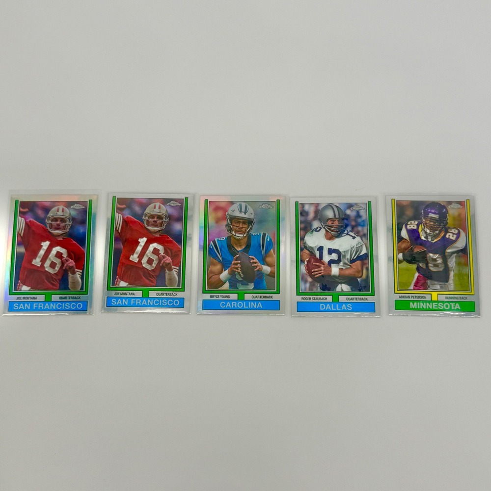 Topps Chrome NFL Card Lot Joe Montana Roger Staubach Adrian Peterson Bryce Young